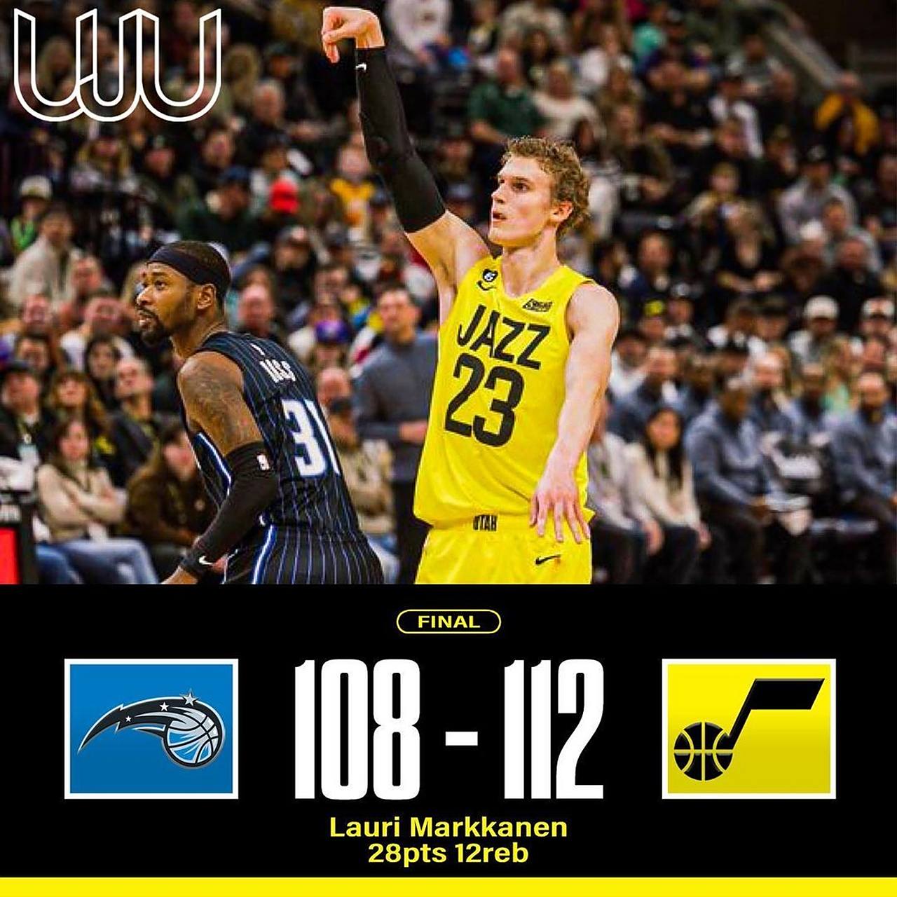 爵士客场擒魔术，近四场连胜